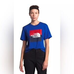 The North Face TNF T-Shirt USA Box Tee Womens Medium Blue White Red and Navy